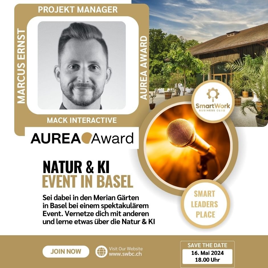 Event poster for AUREA Award & Mack Interactive with Marcus Ernst