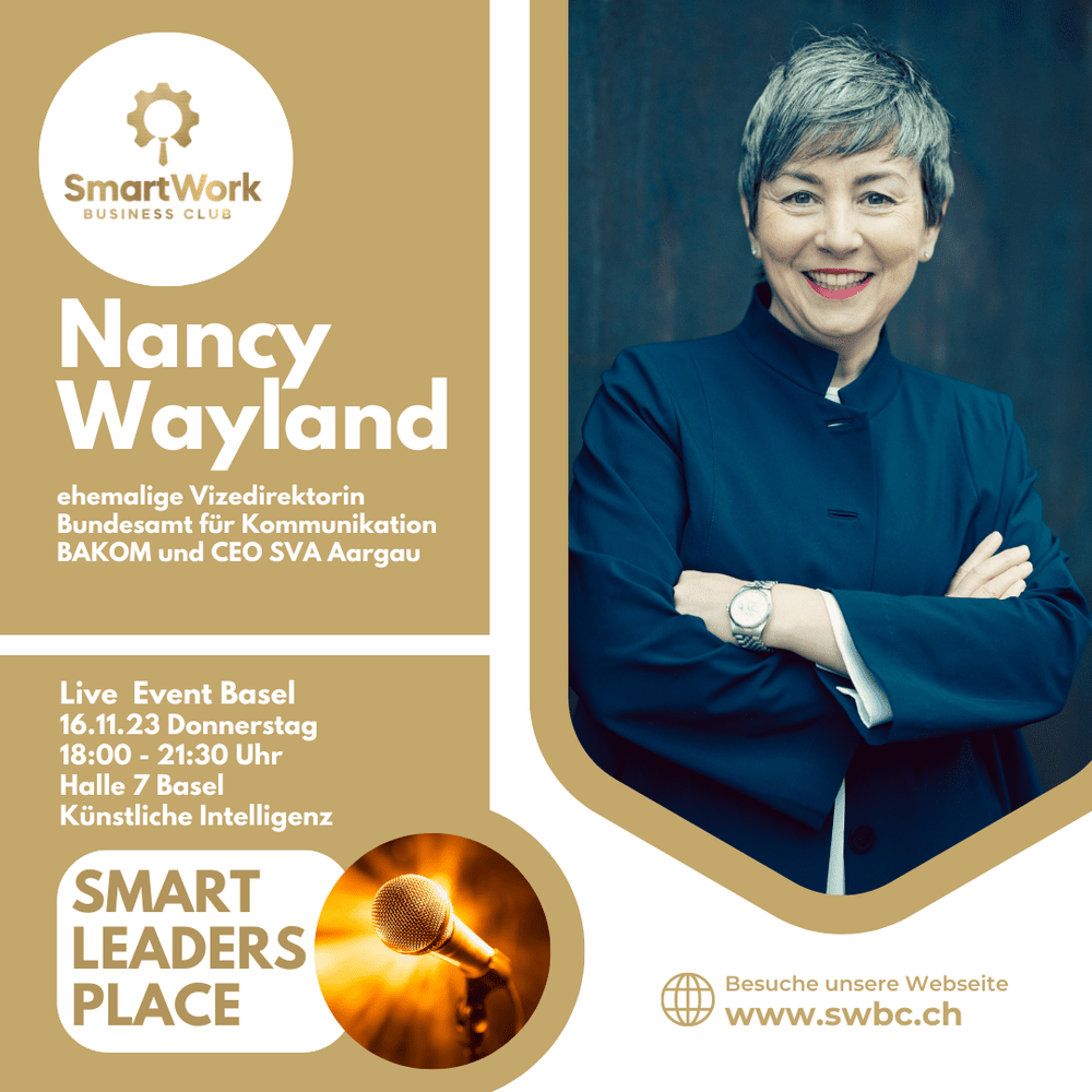 Event poster for Nancy Wayland with Smart Leaders Place