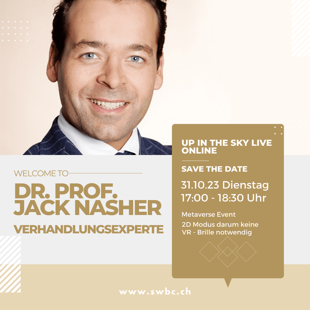 Event poster for Negotiation expertise with Prof. Dr. Jack Nasher